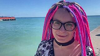 Watch this crazy teen brunette moan during hard outdoor spanking on vacation!