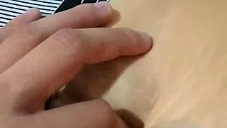 Amateur explores her deep navel with sensual massage