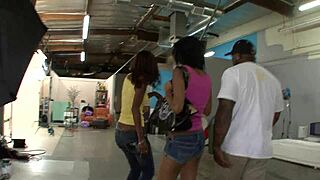 black threesome with anal fingering and monster cock fucking