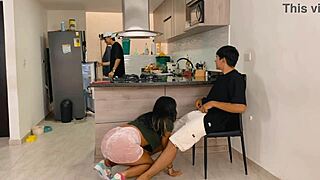 I banged my friend's blonde girlfriend in the kitchen while cooking