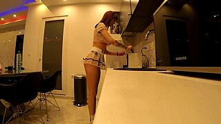 Suggestive Redhead Lilly in Kitchen