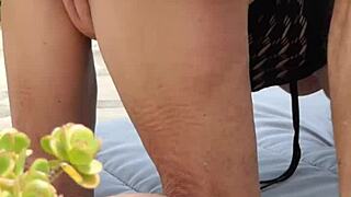 Mature amateurs are having sex in the garden, what a sight!