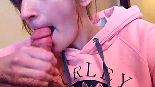 She gives amateur blowjob then takes creampie