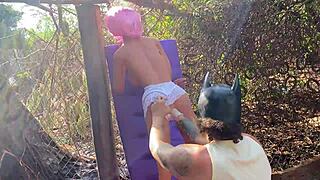 he fucks the blonde's ass again with sex toy!