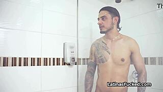 sexy latina gets her face fucked in the shower with a big dick