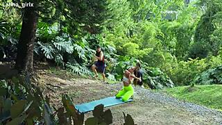 fit latina girl feels intense pleasure getting fucked anally during her workout, moaning and orgasming hard