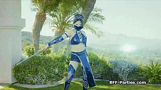 Kitana shares hard dick with warrior besties