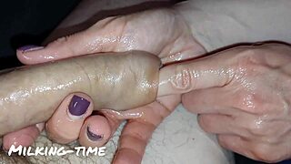 Watch this ultimate glans massage with lactating milk!