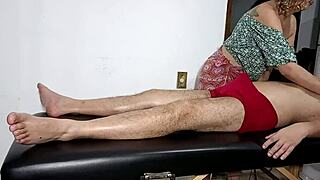 he managed to strip masseuse clothes convince her blowjob sit on him