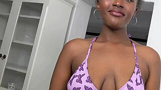 Big Tits Black Milf Spread Wide by White Cock on Casting Couch