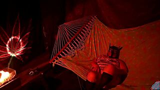 getting frisky in a tent, fingering her wet hole in a hammock, so fun!