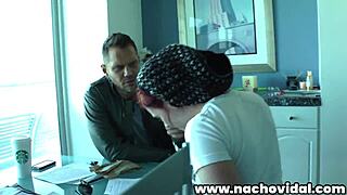 preparation and behind the scenes of the scene where after a consultation in his office nacho starts making her wear a rubber pig nose while she drools and sucks his huge cock