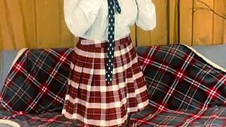 Busty teacher plays with her strapon