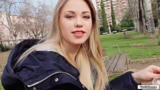 Russian Babe Sucks Monster Cock Outdoors for Cash