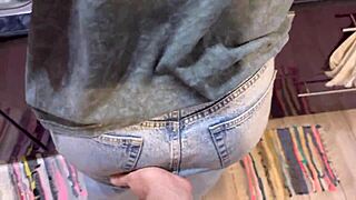 Dormmate-girl gets cum in mouth and hair while there is no one in the kitchen except us.