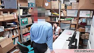 ellen page lookalike teen shoplifter gets pussy fucked by mall cop