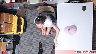 ellen page lookalike teen shoplifter gets pussy fucked by mall cop