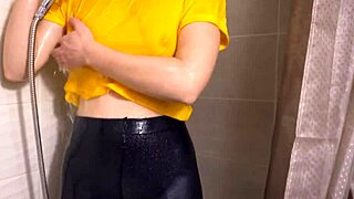 horny milf gets soaking wet in her tight control top pantyhose tights