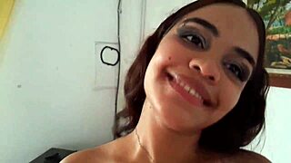 Helping brunette stepsister suck my hard cock in rough face fucking!