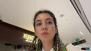 Crazy cumwalk in the mall, then blowjob in the toilet! 😍