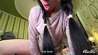 stepfather wanted to punish his stepdaughter she gives blowjob and little 18+ pussy riding his cock for a new phone for halloween