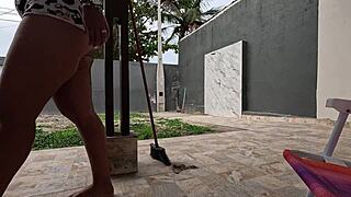 Went To Clean The House In Tight Outfit, Received Milk In The Mouth