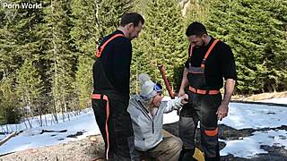 sexy snowboarder brittany bardot invites lumberjacks back for dp threesome gp2970