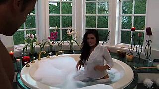 busty asian london keyes gets her shaved pussy drilled hard after an oily massage by the pool