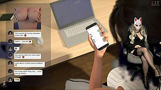 Naughty Lara Croft undresses in her outdoor adventure, lifting skirt and revealing big tits in stockings.