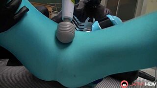 japanese girl in blue space uniform enjoys group sex with toys