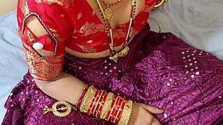 Stepbrother bends over sister-in-law in lehenga on bed for intense fucking