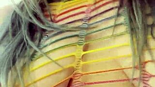 rainbow clad joan day plays with herself and shakes big ass