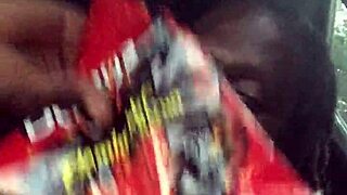 Ebony lady provides public service in the car