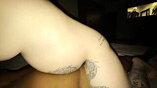 Who's the albino pregnant woman cumming on her black lover's dick?