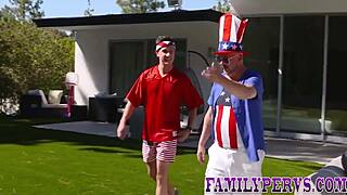 Passionate Milf and Teen Suck Rod and Get Fucked at Stepfamily BBQ