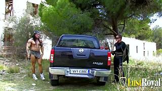 Muscular Dude Penetrates Blonde Milf in the Woods