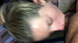 blonde gf deepthroats fat cock and swallows every drop