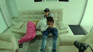 stepsister catches masturbating stepbro and sucks big cock deep before hardcore doggystyle cumshot