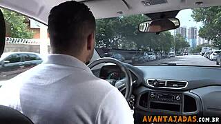 Street picked guy gets brazilian shemale's monster cock exploding in crossdressing fetish sex