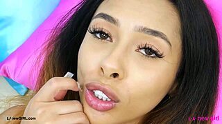 brunette muse strips sexy body in casting photoshoot on sofa