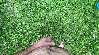 first outdoor masturbation in the forest feels so naughty this year with moans and cock stroking