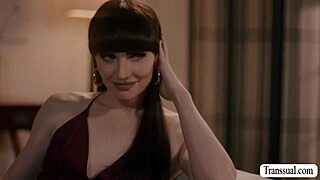 Cute shemale pounds busty best friend's tattooed pussy raw