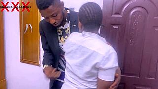 Steamy dorm threesome ebony big tits pounded doggystyle wet pussy action