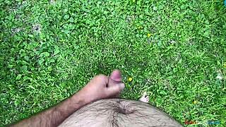 first outdoor masturbation in the forest feels so naughty this year with moans and cock stroking