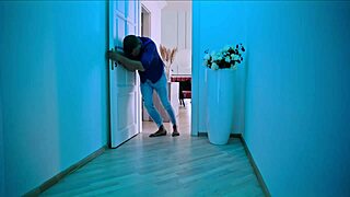 one guy stuck in bondage as horny blonde brunette lesbians scissor ride his cock to creampie