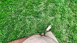 first outdoor masturbation in the forest feels so naughty this year with moans and cock stroking