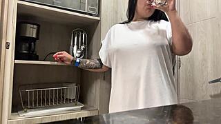 Juicy Hotel Kitchen Masturbation Big Natural Tits Tease