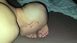 Did he lick stepmother soles before cumming all over her feet?