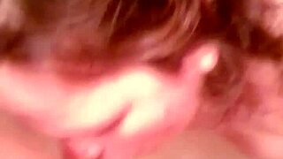 chubby wife gives hot bathtub blowjob ending in boob cumshots