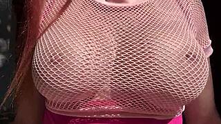 oh man italian milf's huge natural tits bounce outdoors in slow motion closeup fetish